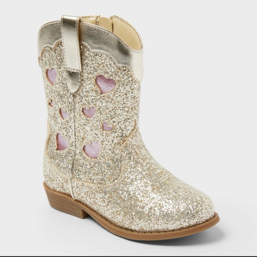 Cat & Jack Gold Glitter Kids Boots